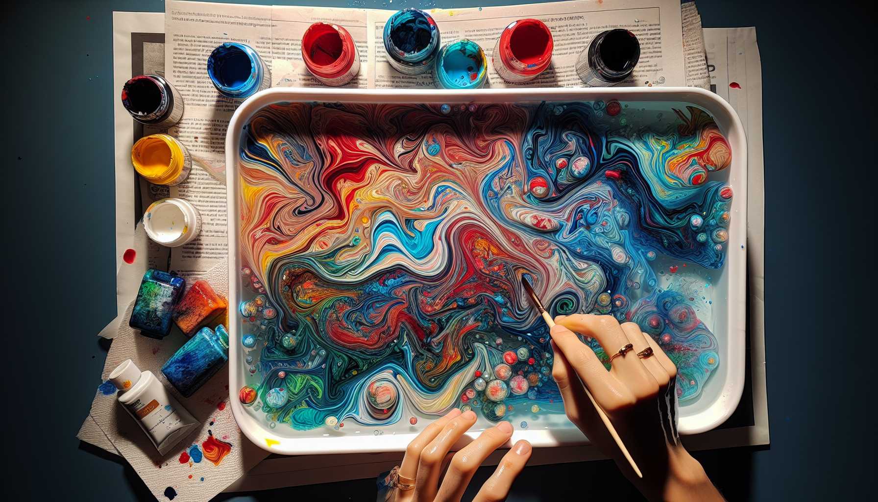 Mühelose Anleitung zu Marmoriereffekten: Farbe auf Wasser