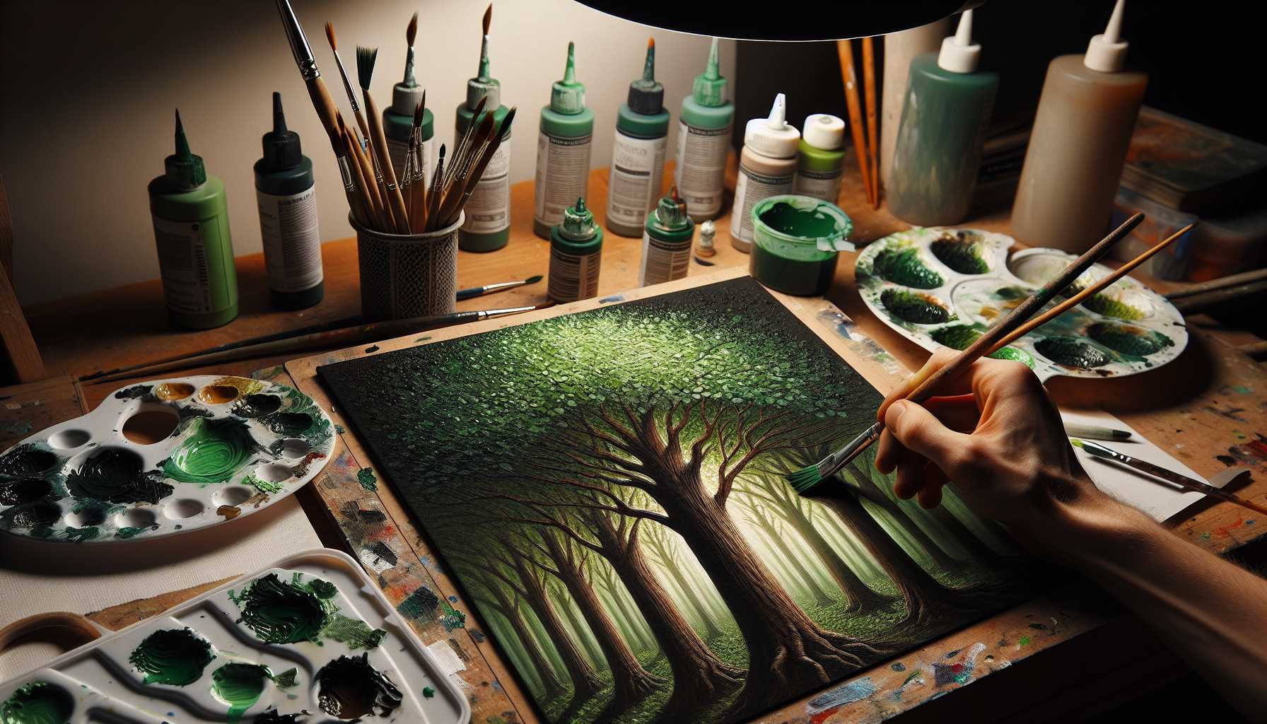 Einfache Techniken für realistische Baumkunst mit Fächerpinseln