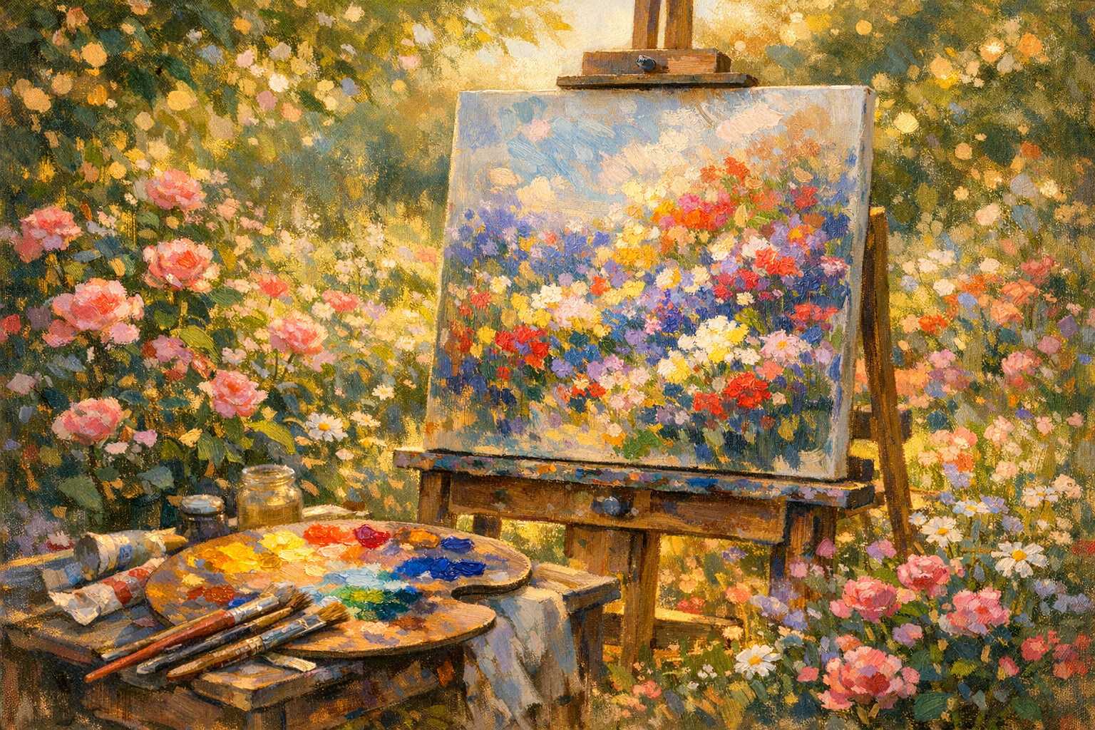 Die Kunst der Gartenszenen: Impressionistische Blumenmeisterwerke erschaffen
