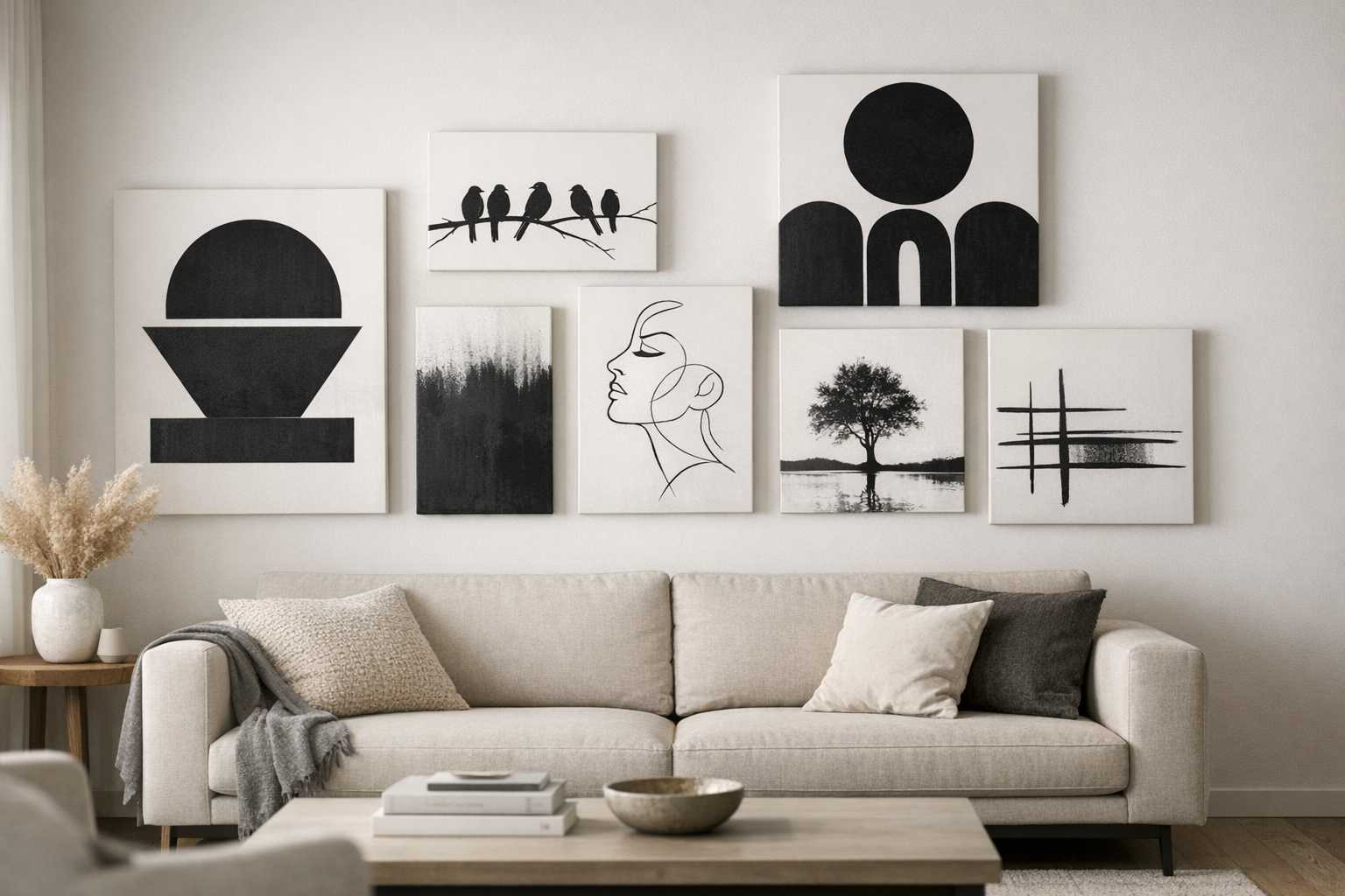 Ein Leitfaden für Anfänger zur minimalistischen Schwarz-Weiß-Leinwandkunst